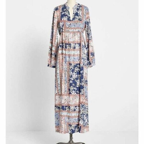 ModCloth Bohemian Dream Maxi Dress Blue Mixed Medium - Picture 2 of 16